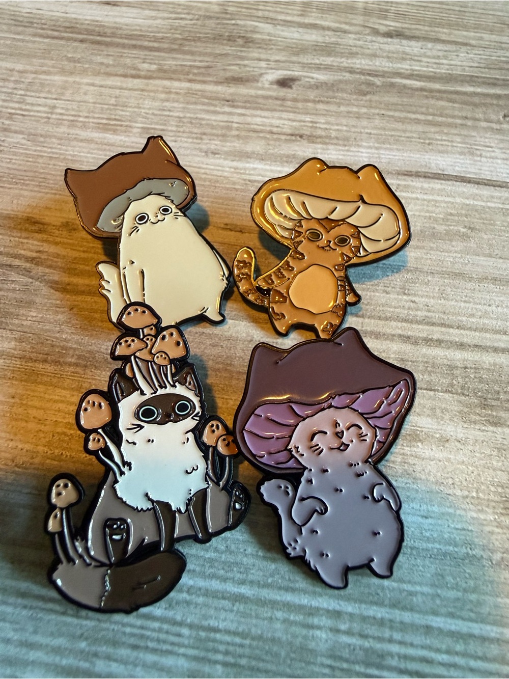 4 Meow Shroom enamel pins
